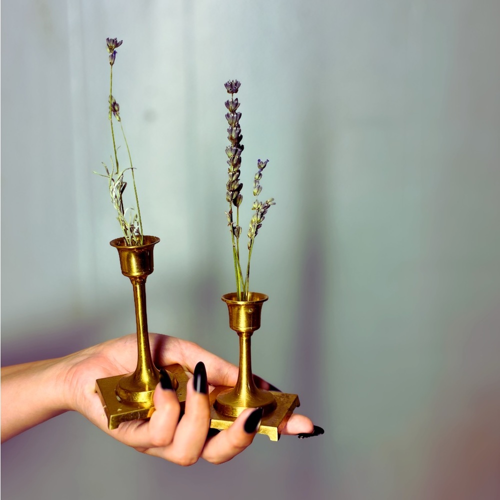 Vintage Gold Brass Candle Holders